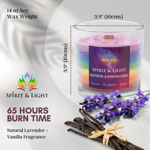 Intention Candle with Crystals - Rainbow Chakra Aromatherapy Candle from Soy Wax